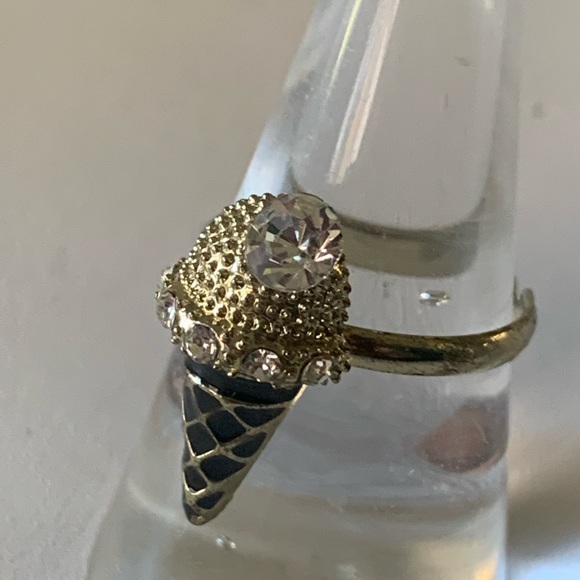 Ring ice cream cone black enamel with crystals adjustable - Picture 7 of 9